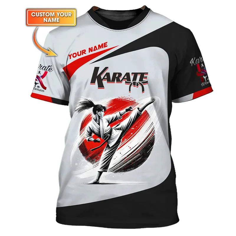 Fashion Karate Master T-shirt Men Kids 3D Printing Tiger Short Sleeves Custom Name Tshirt Tops Sports Crew Neck Tee Shirts