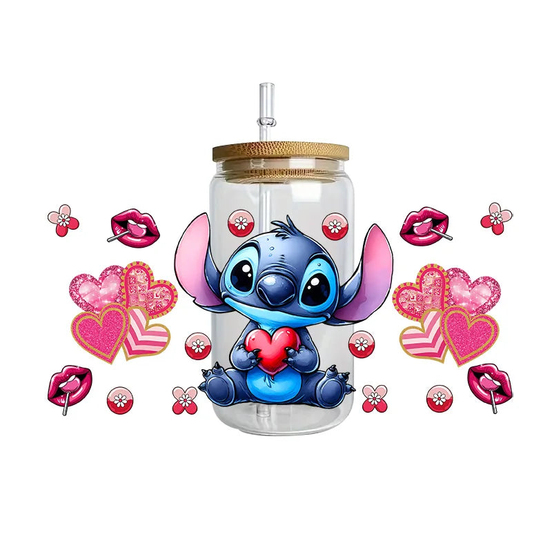 Disney Stitch Series Easy peel waterproof DIY Decals 3D transfers uvdtf crystal stickers 16oz uv dtf tumbler cup wraps sticker