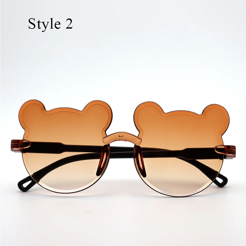 Hot Sale!Children Cute Cartoon Bear Shape Sunglasses Rimless UV400 Kids Sun Eyeglasses Outdoor Anti-Glare Girls Boys Sunglasses