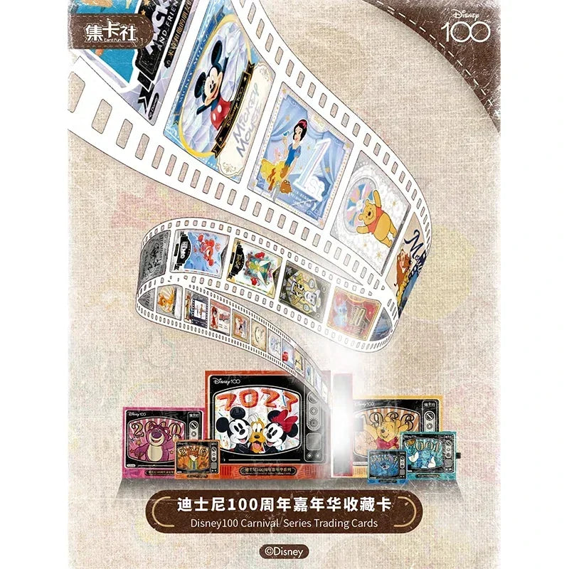 Genuine Disney Card 100 Anniversary Carnival Series Cards Mickey Mouse Art Signature Animation Collection Cards Kids Gifts