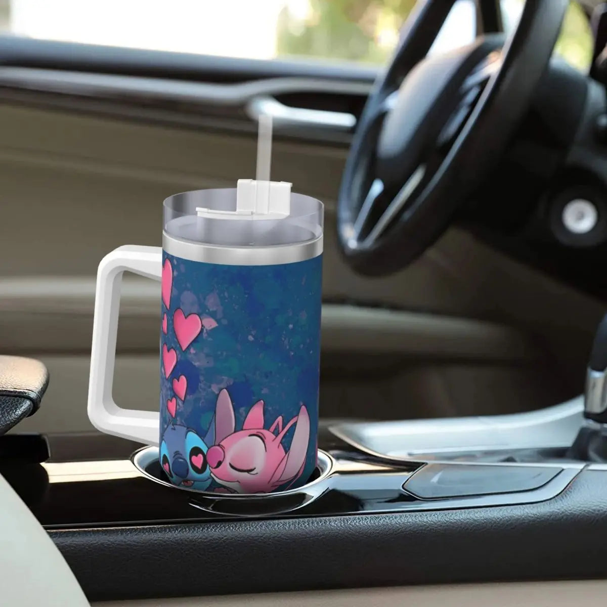 Angel And Stitch Stainless Steel Tumbler Camping Mugs Cup Large Capacity Coffee Mug Heat Preservation Drinks Milk Water Bottle