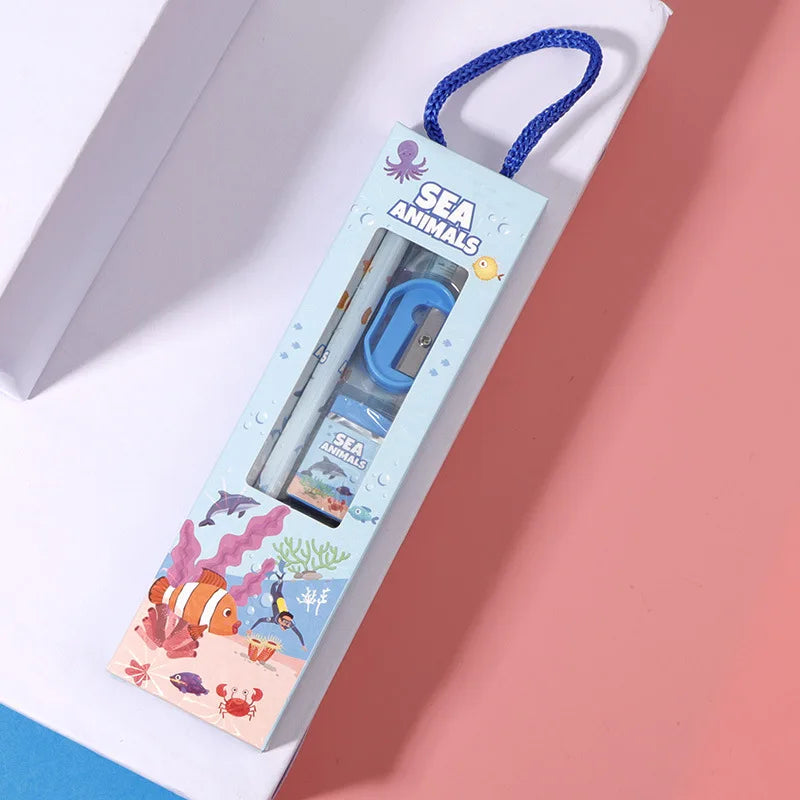 6pcs Christmas Gifts Kids Stationery set Party Favor Pencil Eraser Note Book Xmas Back To School Goodie Bag Carnival Supplies