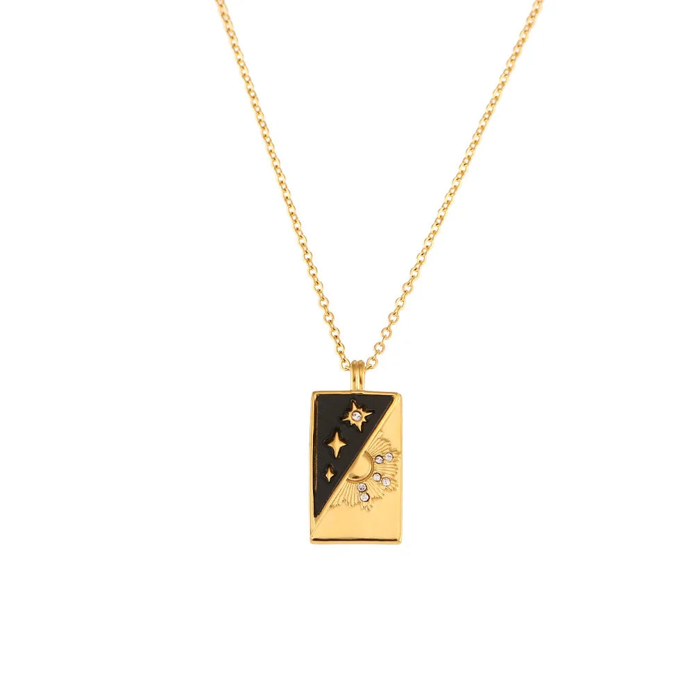 Gold Color Necklace for Women Zircon Christmas Jewelry Colorful Geometric Meaningful Sun Lover Stainless Steel Tarot Necklaces