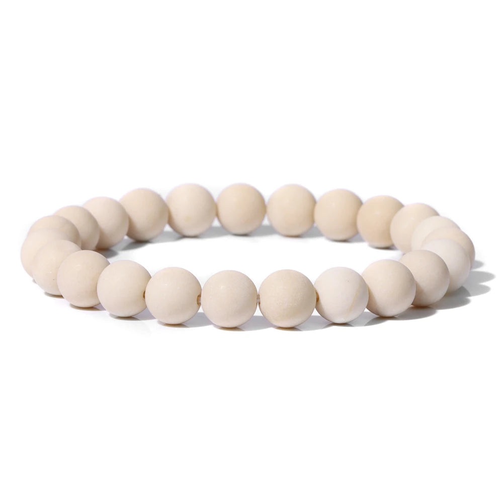 Natural Stone Beads Bracelet 8mm Frosted Opal Malachite Quartz Beaded Elastic Bracelets for Women Men Fashion Jewelry Gift