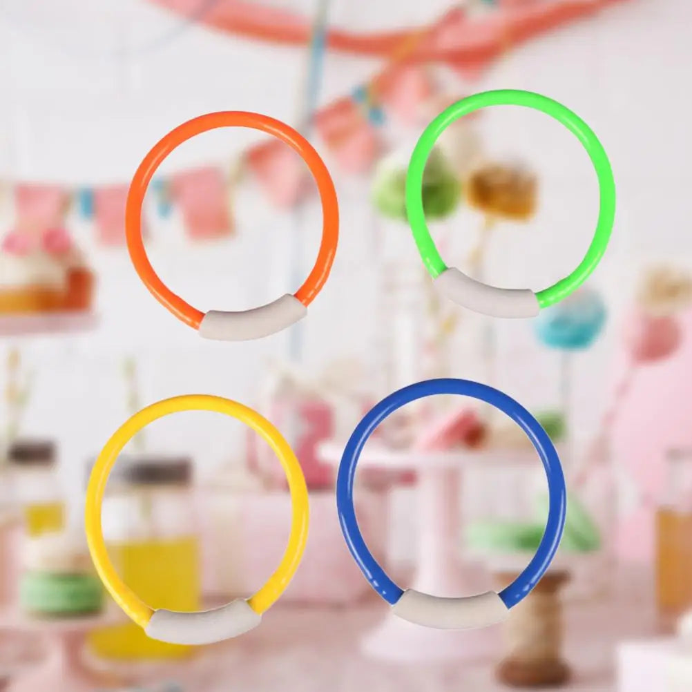 4PCS Diving Rings Toy Bright Color Safe Kids Underwater Training Grab Rings Earth Tones Child Pool Play Fun Swim Learning Water