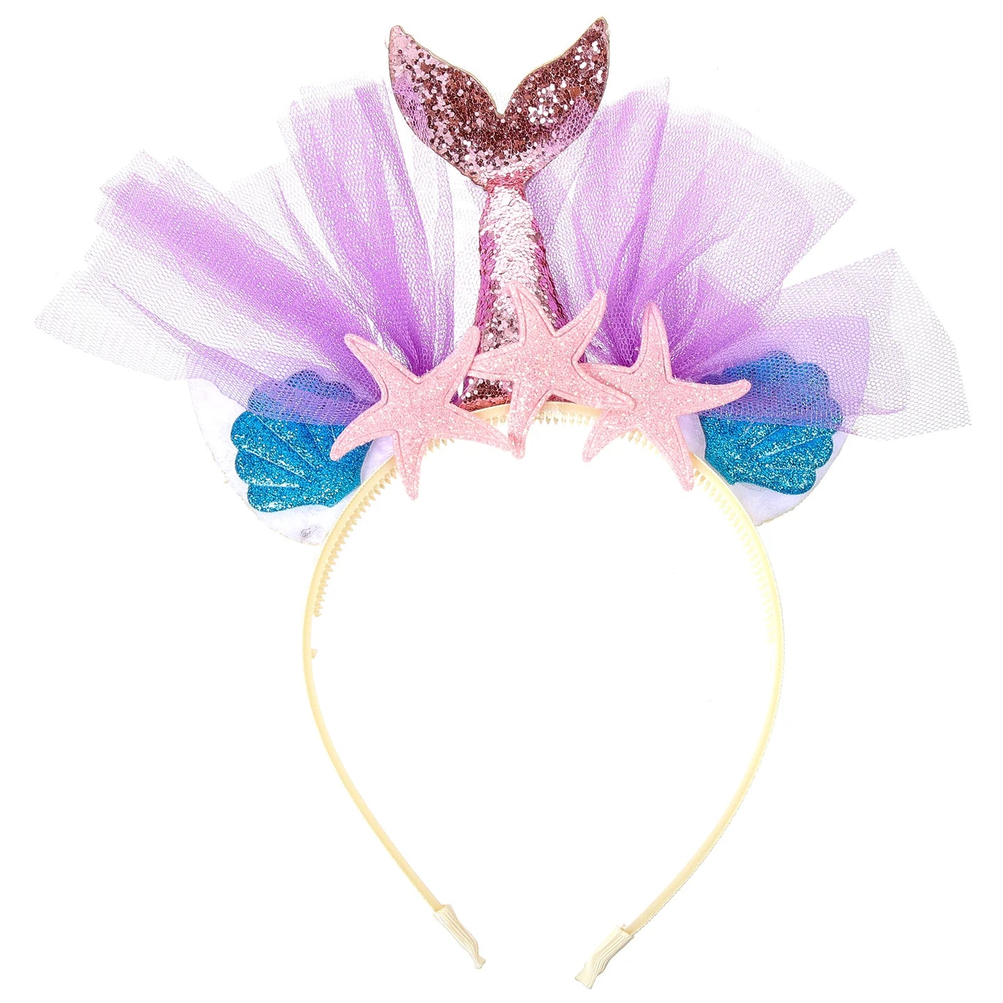 Little Mermaid Headpiece Girls Hair Accessories Glitter Hoop to Weave Swimming Diving Pool Toys Headbands for