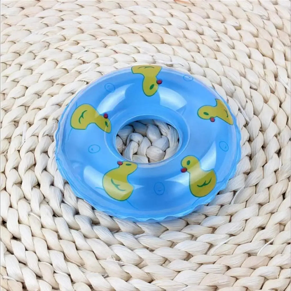 PVC Dollhouse Miniature Swimming Ring Yellow Duck Inflatable Mini Rings Swimming Toy Handmade DIY