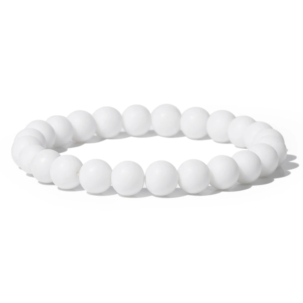 Natural Stone Beads Bracelet 8mm Frosted Opal Malachite Quartz Beaded Elastic Bracelets for Women Men Fashion Jewelry Gift