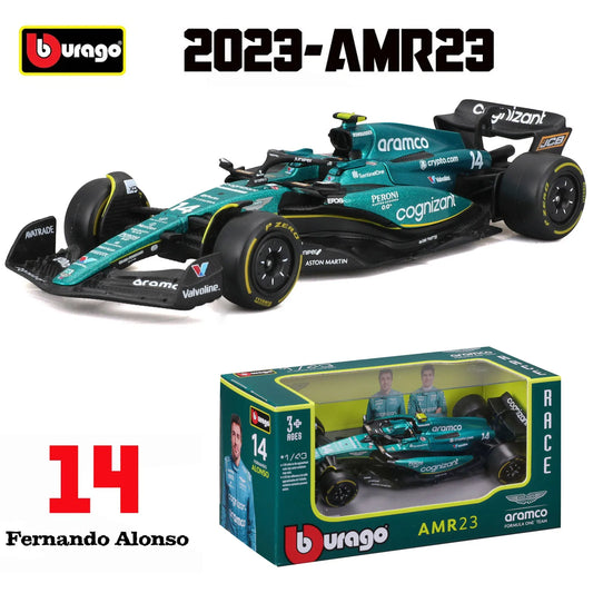 Bburago 1:43 2023 Aston Martin AMR23 F1 Formula Alloy Car Die Cast Vehicles Collectible Model Racing Toy