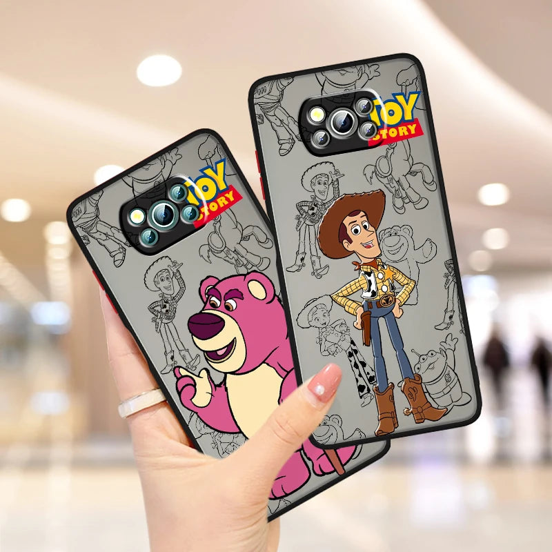 Toy Story Cartoon Fashion Cute Frosted Translucent For Xiaomi Mi Poco X5 X4 X3 M6 M5S M5 M4 M3 F5 F4 F3 GT Pro 5G Back