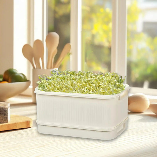 Sprouter Tray Reusable Multipurpose Large Capacity Grower Storage Trays Planting Container for Home Office Outdoor Garden White