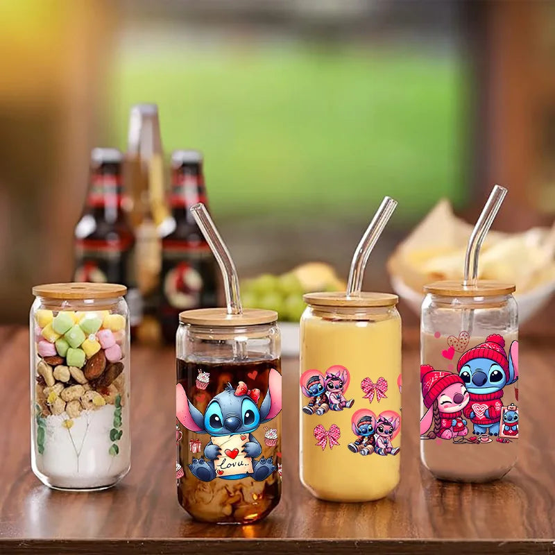 Disney Stitch Series Easy peel waterproof DIY Decals 3D transfers uvdtf crystal stickers 16oz uv dtf tumbler cup wraps sticker