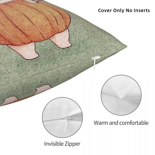 Pumpkin Halloween Mushroom Knife Square Pillowcase Polyester Linen Velvet Printed Zip Decor Car Cushion Cover