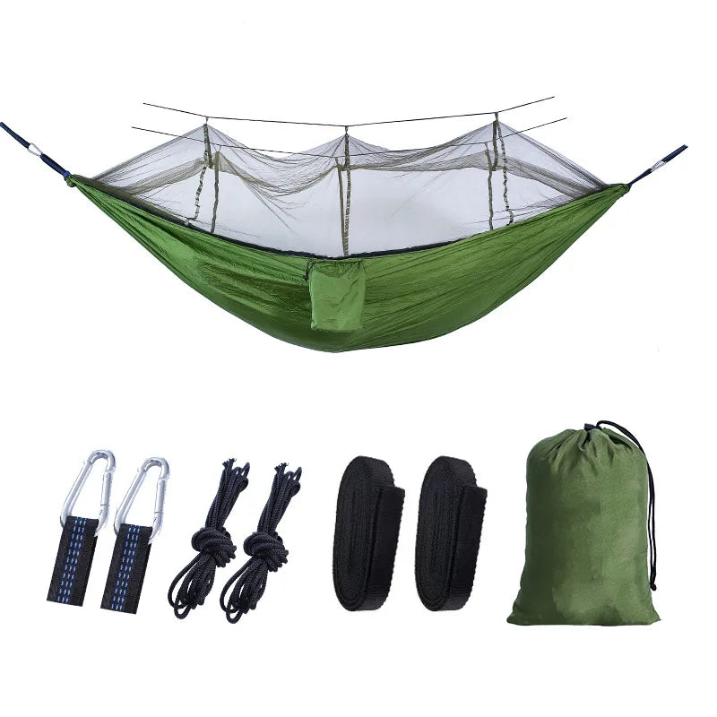 Outdoor Camping Parachute Cloth Portable Anti Rollover and Anti Mosquito Quick Opening Mosquito Nets Hammock Double Single