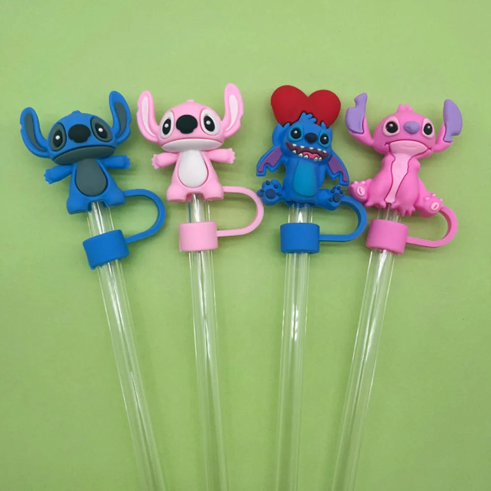 4Pcs Stitch10Mm Straw Covers Cap Compatible with Stanley 30&40 Oz Tumbler,cute Stitch Straw Toppers,reusable Dust-Proof Straw