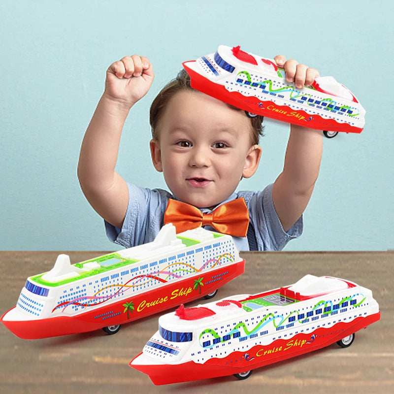 1PCS Cruise Boat Ship Model Collection Pull Back Sliding Steamship Gliding Toy Gift For Kids Children Game Novelty Gag Toys