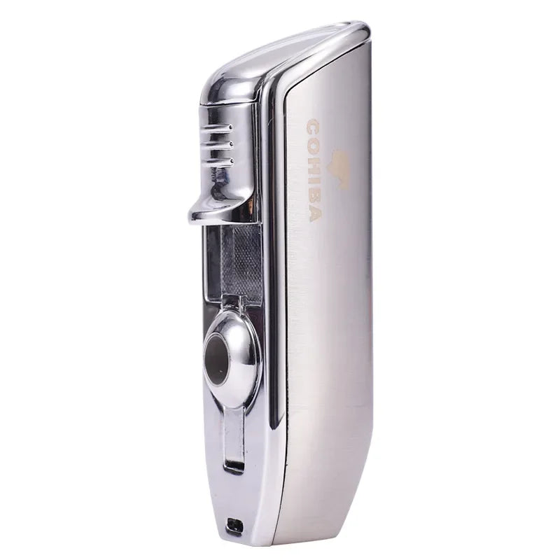 COHIBA Cigar Lighter with Three Straight Punch and Windproof Inflatable Lighter Portable Personalized Gift Lighter Small Tool