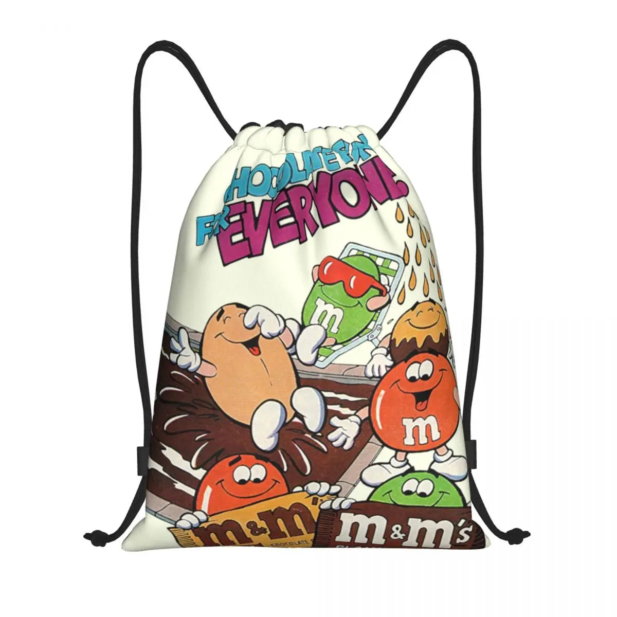 Candy M&M's Chocolate Meme Drawstring Backpack Sports Gym Sackpack String Bags for Hiking