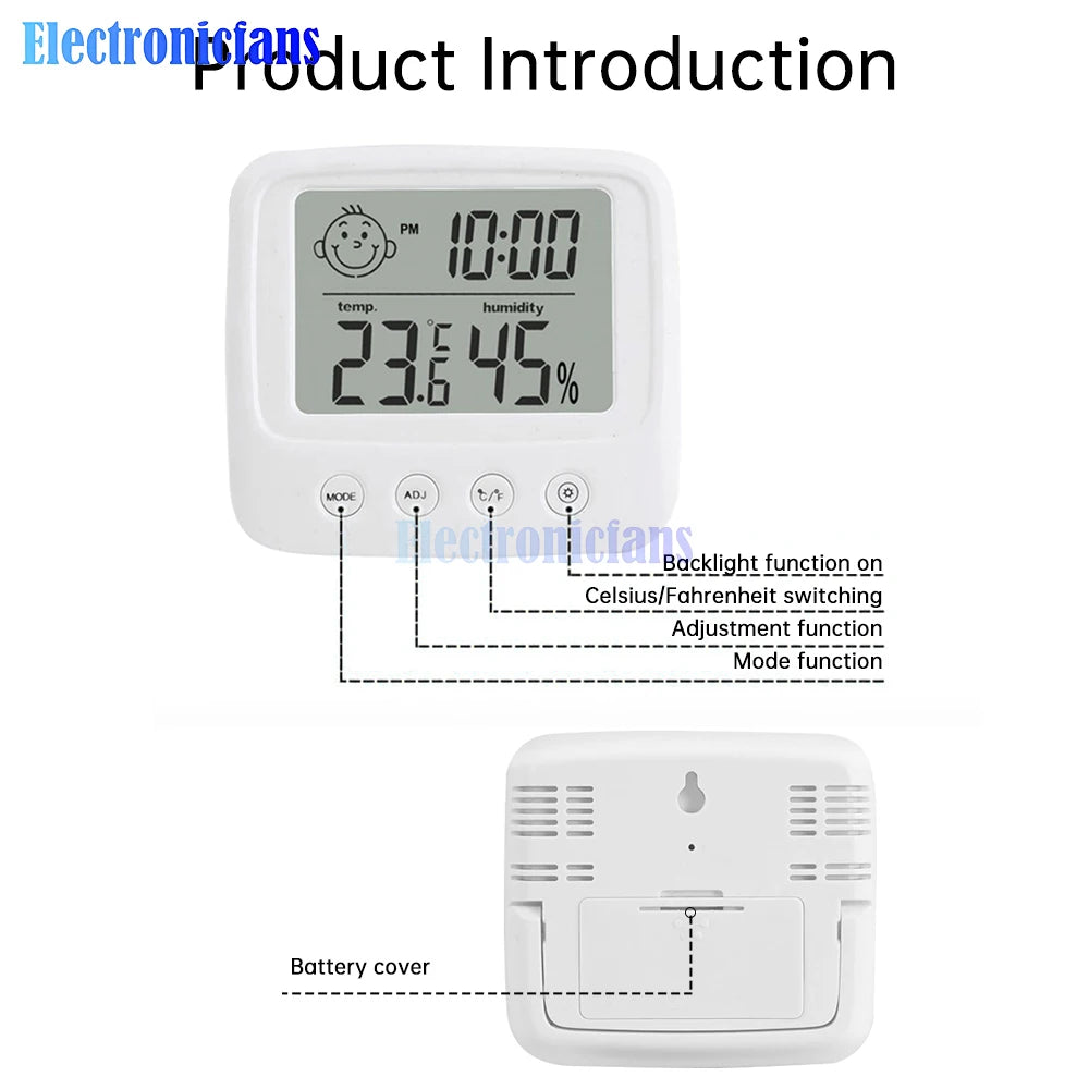 smiley face model thermo-hygrometer LCD Digital Display Temperature and Humidity home