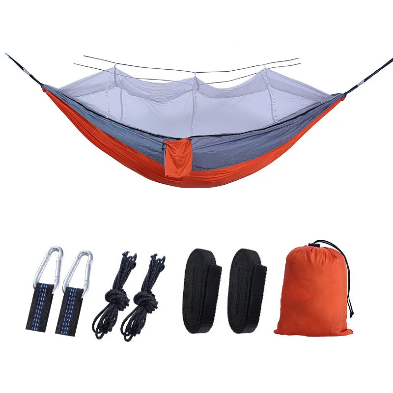 Outdoor Camping Parachute Cloth Portable Anti Rollover and Anti Mosquito Quick Opening Mosquito Nets Hammock Double Single