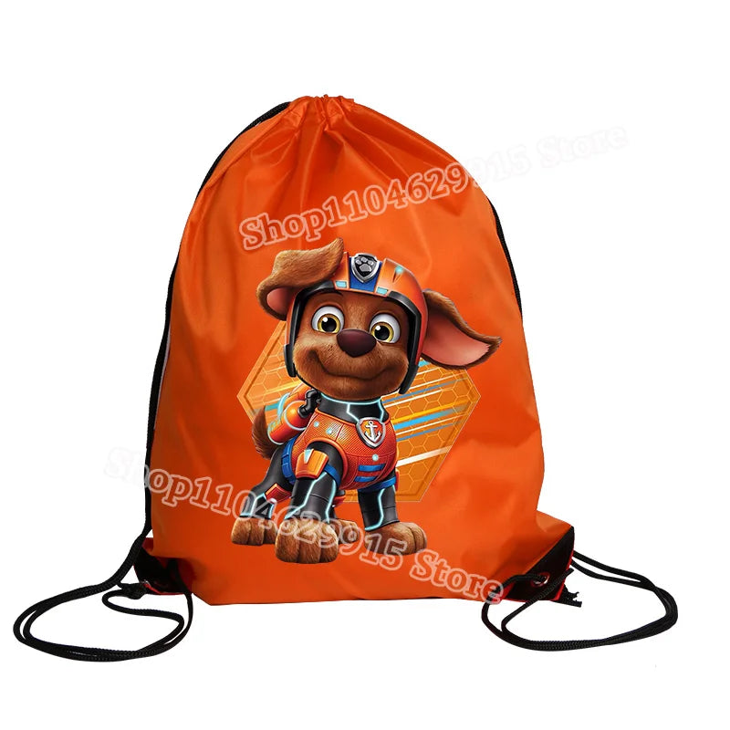 Paw Patrol Drawstring Bag Boys Girls Sport String Pocket Clothes Shoes Storage Cute Anime Chase Skye Waterproof Outdoor Backpack