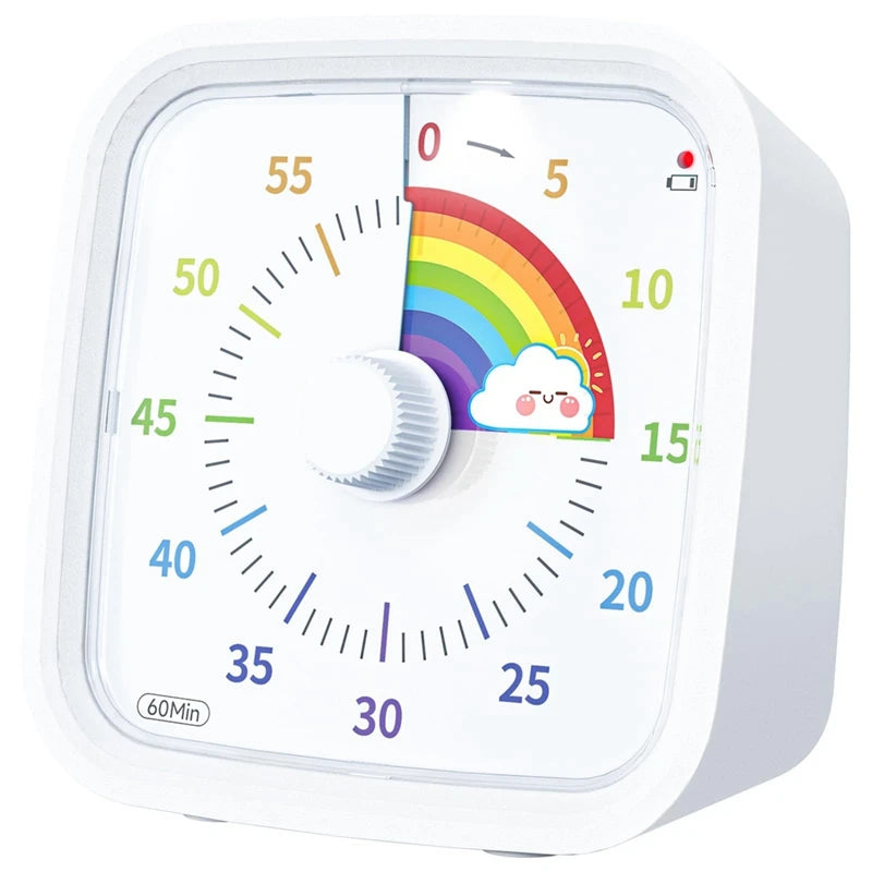 60 Minute Visual Timer With Protective Case, Rainbow Disk Timer, Silent Countdown Time Management Tool
