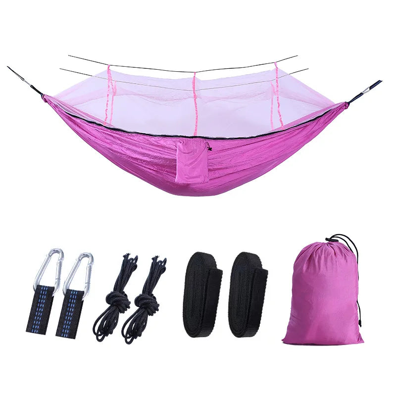 Outdoor Camping Parachute Cloth Portable Anti Rollover and Anti Mosquito Quick Opening Mosquito Nets Hammock Double Single