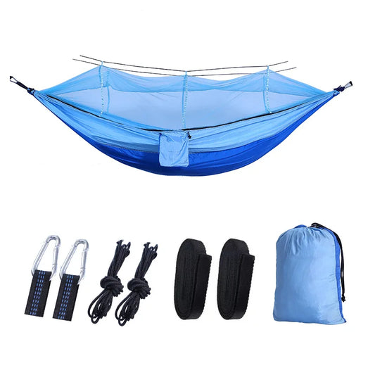 Outdoor Camping Parachute Cloth Portable Anti Rollover and Anti Mosquito Quick Opening Mosquito Nets Hammock Double Single