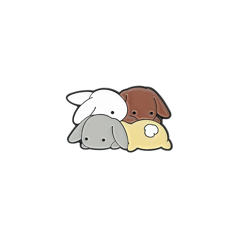 Rabbits Park Enamel Pins Custom Book Scissors Bunny Cats Brooch Lapel Badge Bag Cartoon Animal Jewelry Gift for Kids Friends