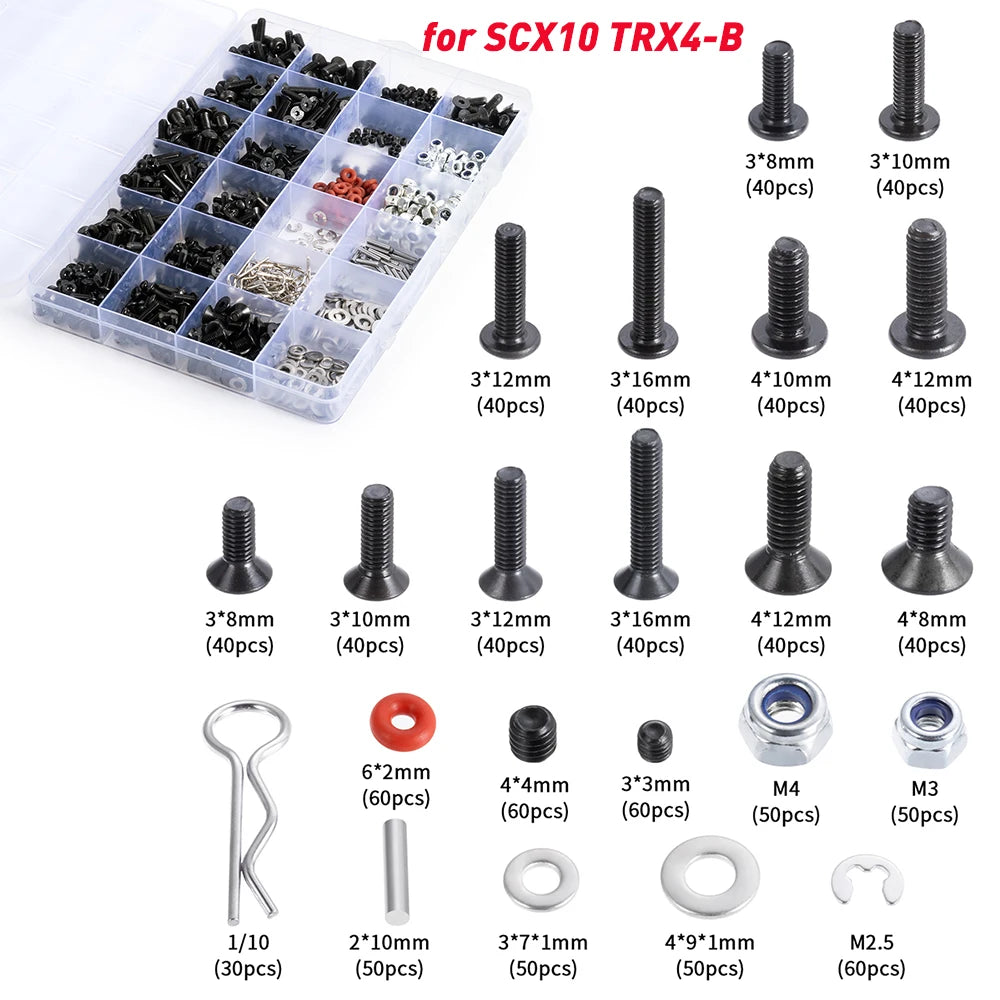 AXSPEED RC Car Repair Tools Screws Box Set for 1/8 1/10 1/18 1/24 Axial SCX10 SCX24 TRX4M TRX4 TRX6 D90 HSP Tamiya Redcat Ascent