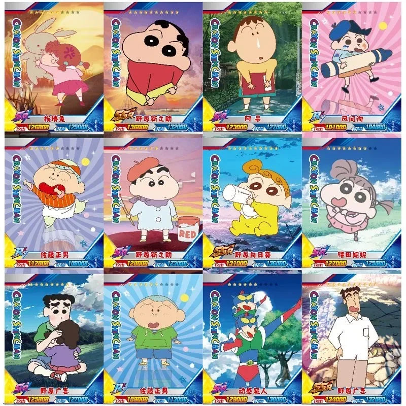 Crayon Shin-Chan Figure Card Laser Card Peripherals Kids Party Kawaii Cartoon Card Toys Team Sports Cute Games Card Toys Gifts