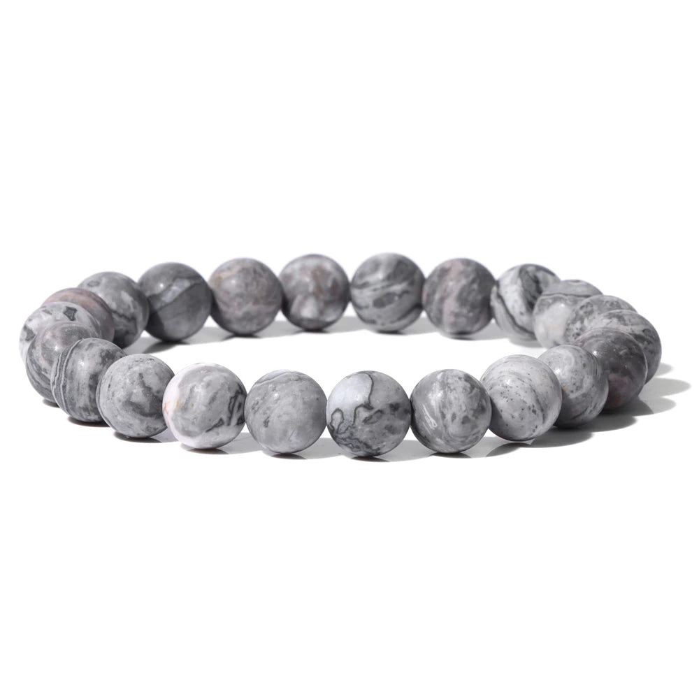 Natural Stone Beads Bracelet 8mm Frosted Opal Malachite Quartz Beaded Elastic Bracelets for Women Men Fashion Jewelry Gift