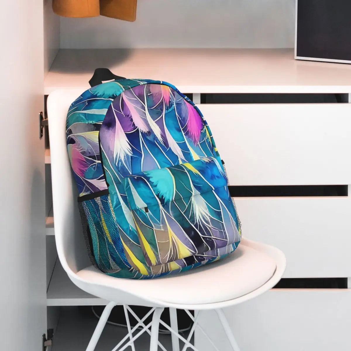 Pastel Puffs Feathers Backpack Hot Sale Daypack Large Capacity Boy Girls BookBag Shoulder Bags for Men Women Children School Bag