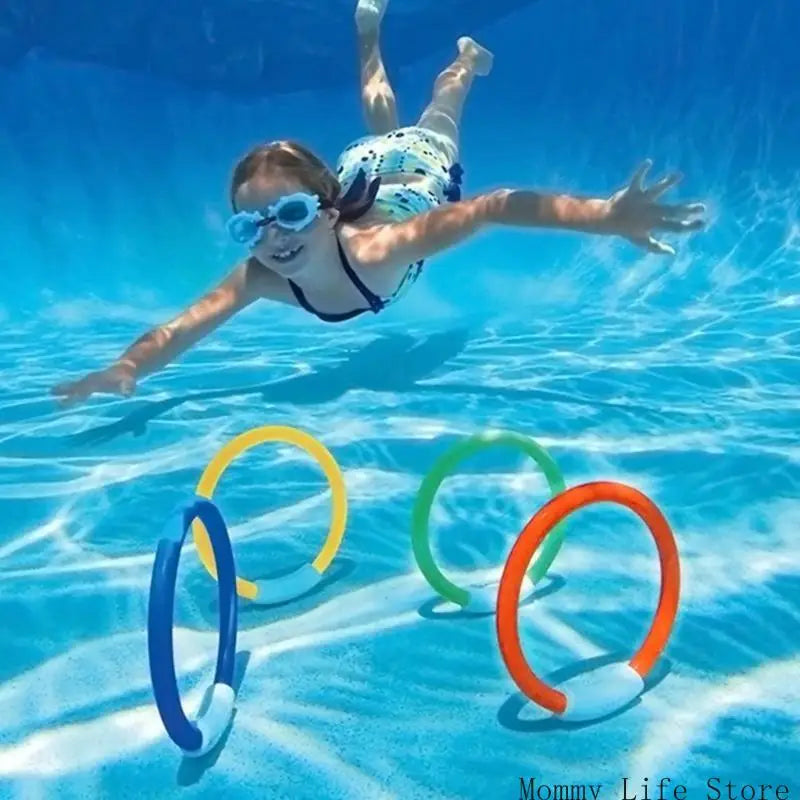 Summer Pool Snorkeling Dive Rings Set of 4 Improve Swimming Skill With Colorful Designs Diving Toy For Kids And Adults