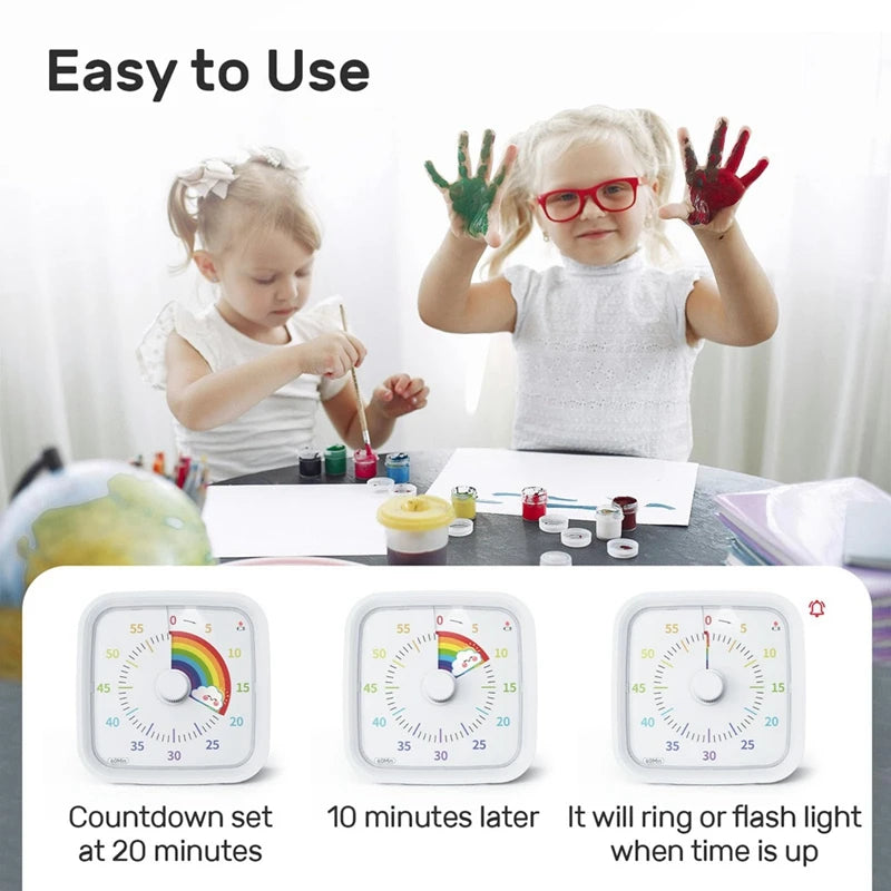 60 Minute Visual Timer With Protective Case, Rainbow Disk Timer, Silent Countdown Time Management Tool