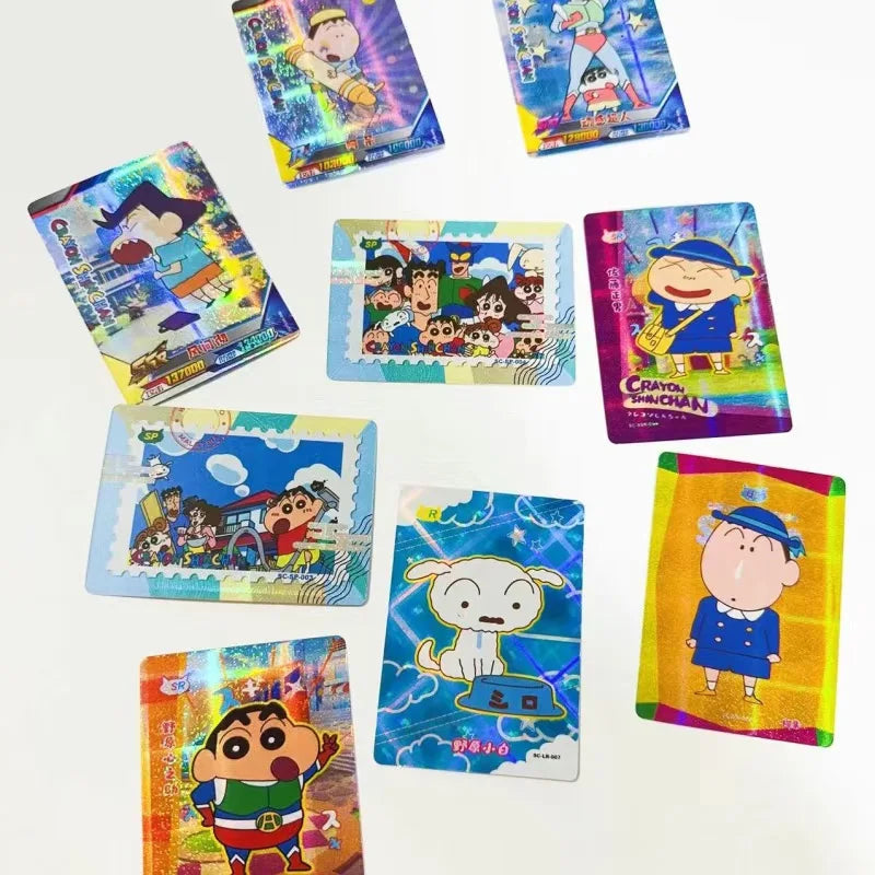 Crayon Shin-Chan Figure Card Laser Card Peripherals Kids Party Kawaii Cartoon Card Toys Team Sports Cute Games Card Toys Gifts