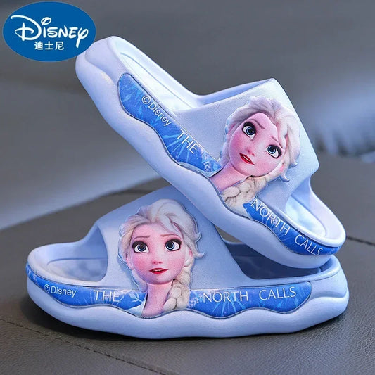 Disney Frozen Elsa Summer Girl Princess Girl Beach Sandals girl Indoor Non-slip Soft Bottom Bath Cartoon Children's Slippers