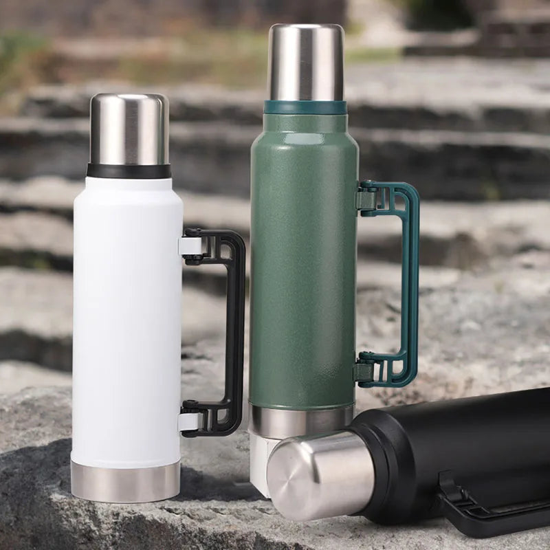 Large Capacity Stainless Steel Thermos Portable Vacuum Flask Insulated Tumbler With Handle Keep Cold Water Bottle Outdoors1/1.4L