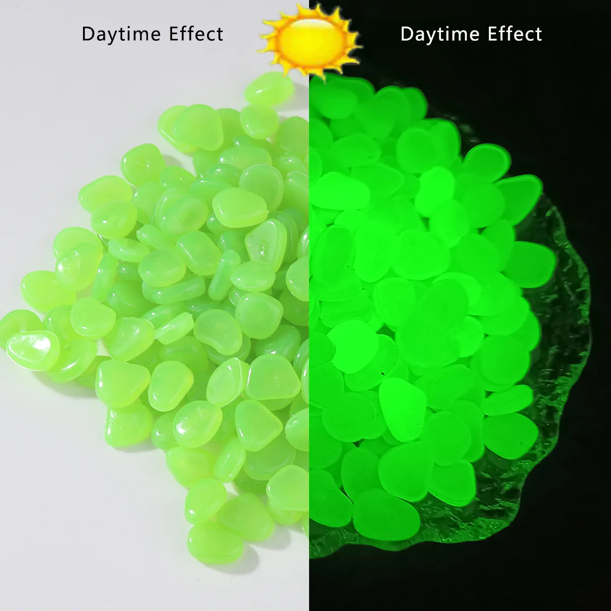 100PCSLuminous stone garden fish tank landscape glow-in-the-dark stone decoration artificial fluorescent color goose stone