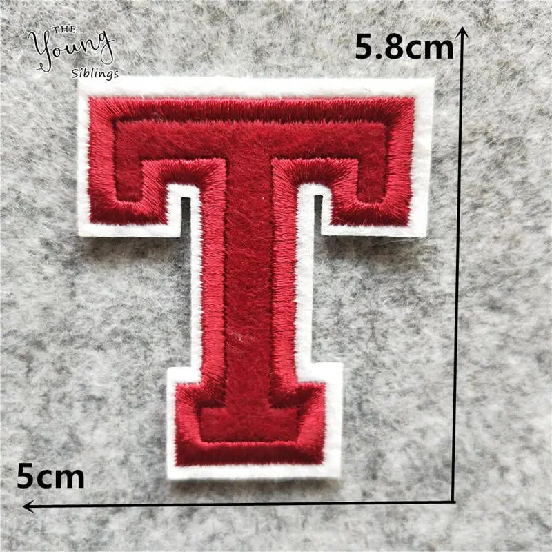 DIY write yourself red Letter A-Z Iron On Patch DIY embroidered Applique Clothing Sewing thermo-stickers Badges Accessories