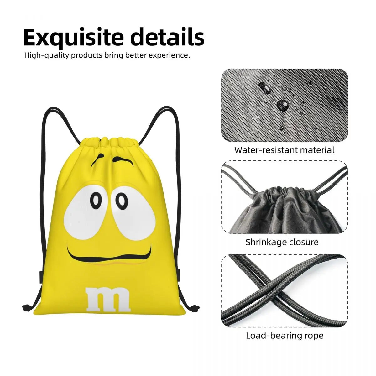 Candy M&M's Chocolate Meme Drawstring Backpack Sports Gym Sackpack String Bags for Hiking