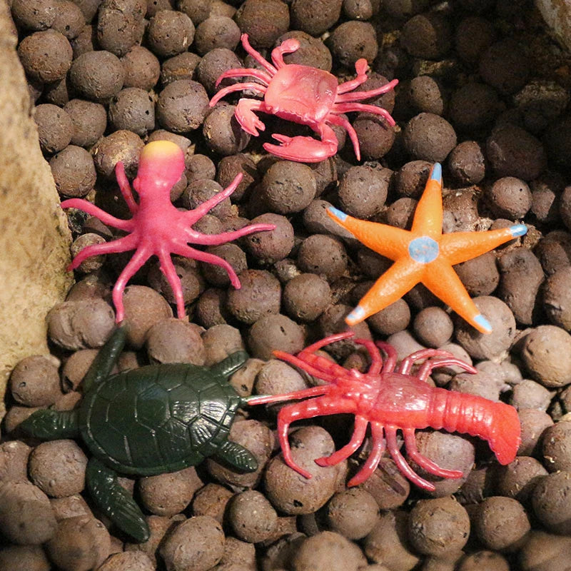 12-Piece Sea Animal Toys Set: Realistic Ocean Animal Figures for Bath time Learning And Fun,Starfish, lobster, dolphin Small Gif