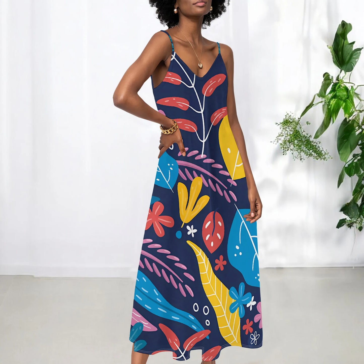 Women's clothing 2025 spring/summer new custom casual beach loose print floral V-neck long skirt dress