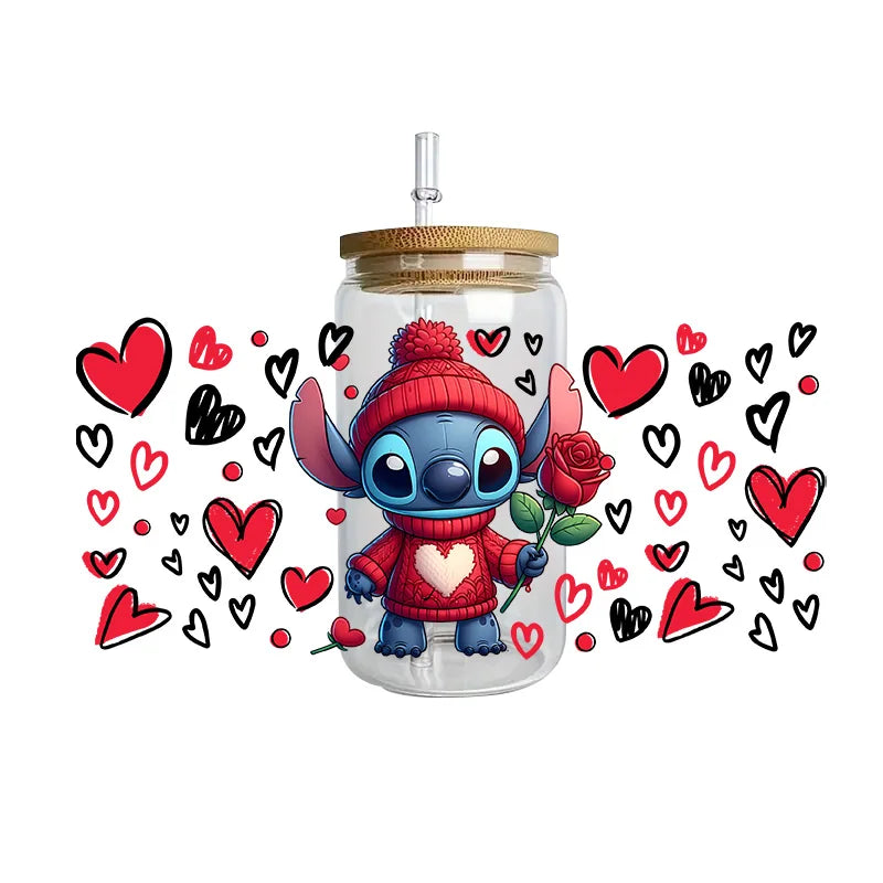Disney Stitch Series Easy peel waterproof DIY Decals 3D transfers uvdtf crystal stickers 16oz uv dtf tumbler cup wraps sticker