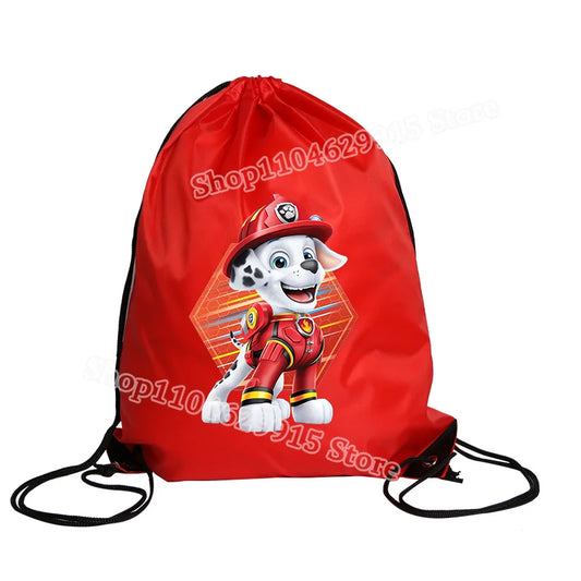 Paw Patrol Drawstring Bag Boys Girls Sport String Pocket Clothes Shoes Storage Cute Anime Chase Skye Waterproof Outdoor Backpack