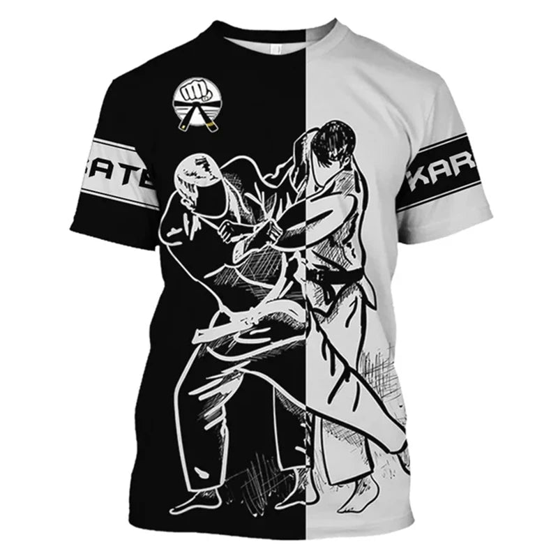 Japanese Karate 3d Printed T-shirt For Men Sports Breathable Comfortable Tee Shirt Short Sleeves Fashion Trend Hot Blood Tees