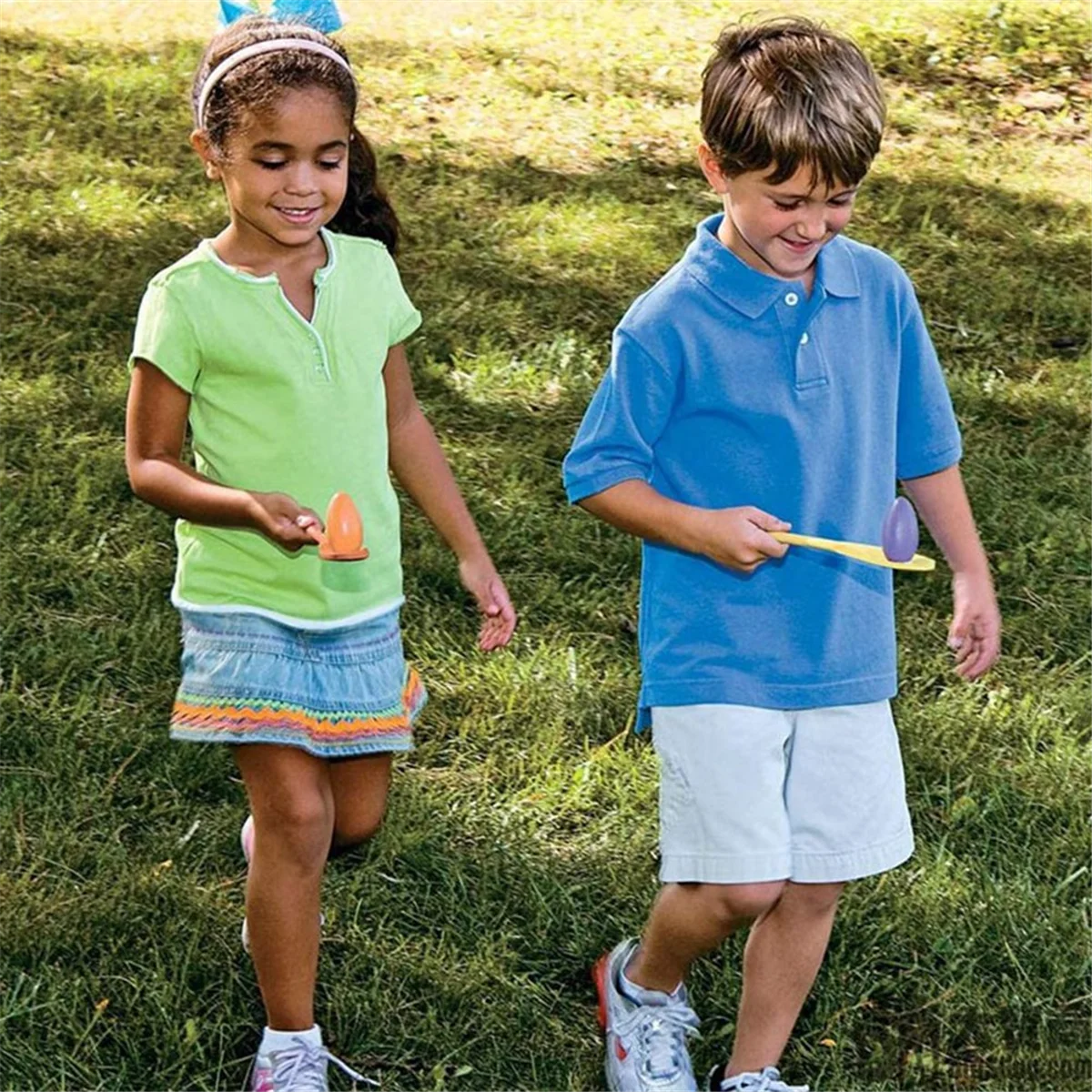 A72Z Wooden Egg Spoon Race Game Sets Balance Stick Relay Race for Kids Easter Eggs Hunt Outdoor Lawn Sports Teaching Tools