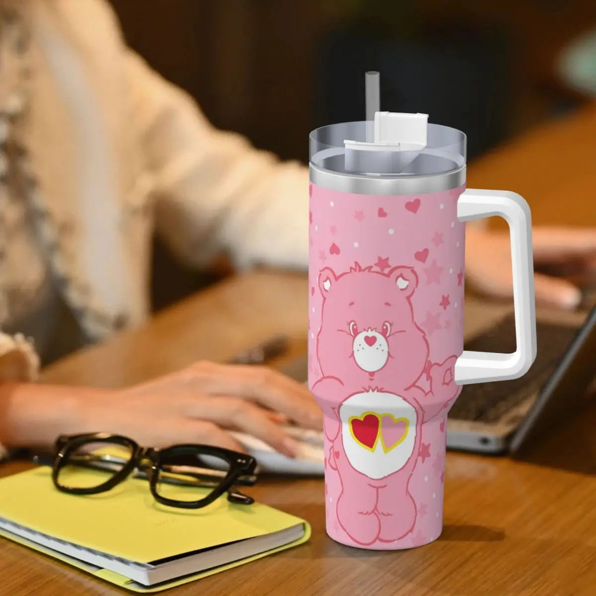 Care Bears Stainless Steel Tumbler Camping Thermal Cups With Straws and Lid Large Capacity Car Mugs Hot Drinks Water Bottle