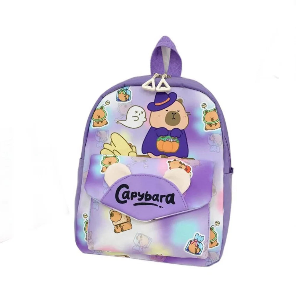 Cute Large Capacity Capybara Backpack Nylon Ultra-light Cartoon Animal Schoolbag Wide Straps Kids Book Bag Children