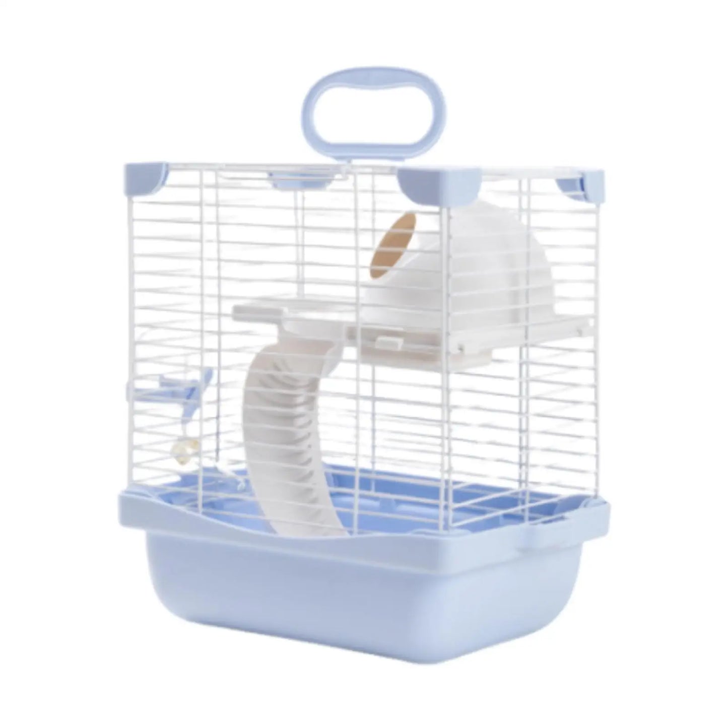 2 Layers Hamster Habitats Cage for Mouse Rat Detachable Bottom Tray Multipurpose with Water Bottle, Food Bowl Travel Cage